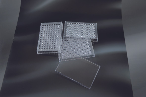 Microtiter plate in PS with 96 wells flat bottom Pk 50