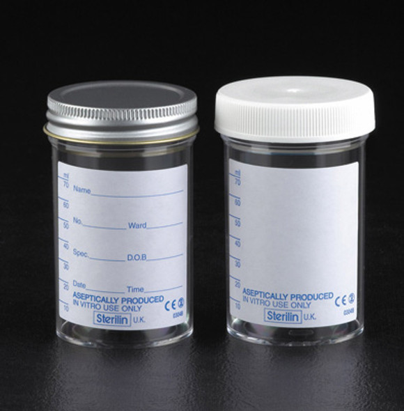 Containers 100ml PS Printed Label PE Cap AS Pk 200