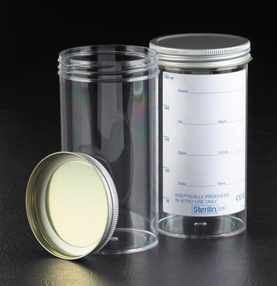 Containers 250ml PS Printed Label Metal Cap AS Pk 50