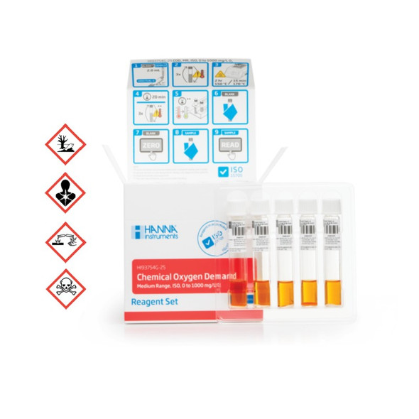 COD Reagents Medium Range 0-1500mg/l Dichromate ISO Pk 25