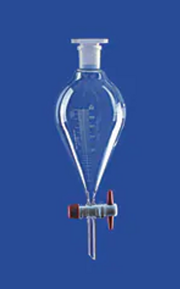 Separating Funnel 250ml Pear-Shaped Glass with PTFE Key Each