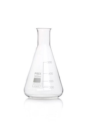 Flask 500ml Erlenmeyer Narrow Neck Pyrex Pk 10