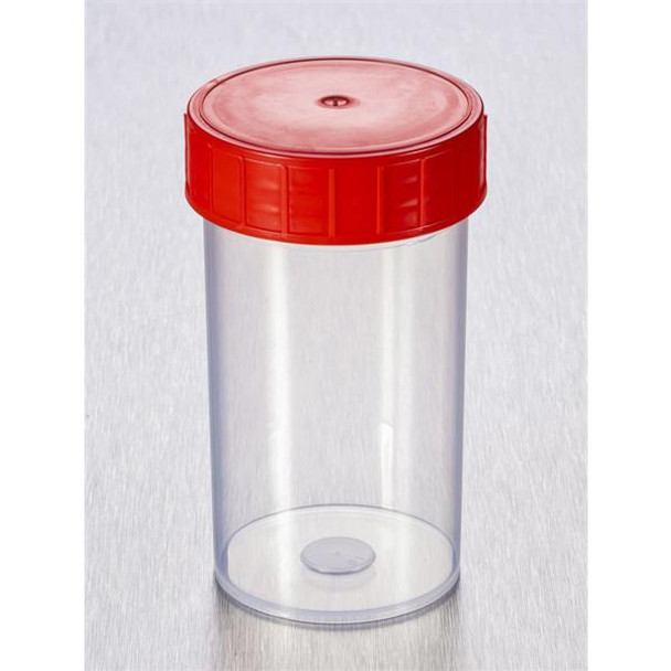 Containers 180ml PP No Label PE Red Cap Clear AS Pk 264
