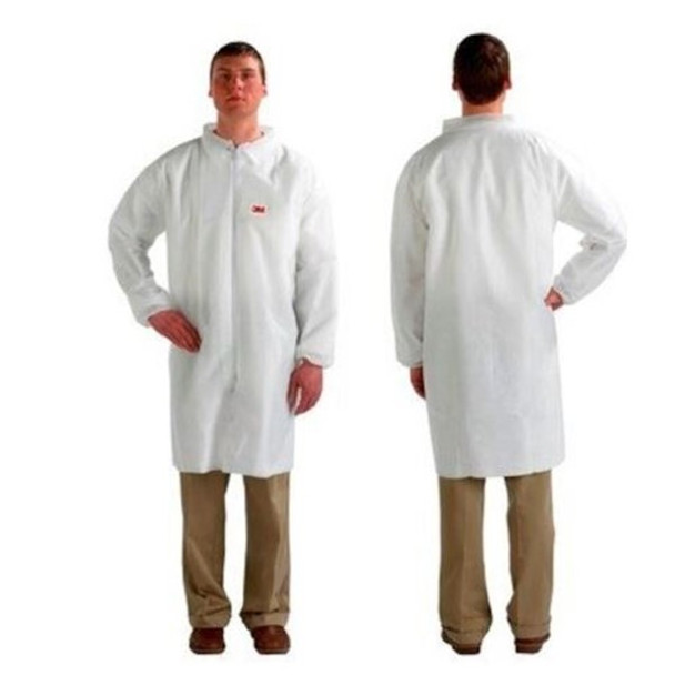 Lab Coat Disposable with Zip White Size L pk 50
