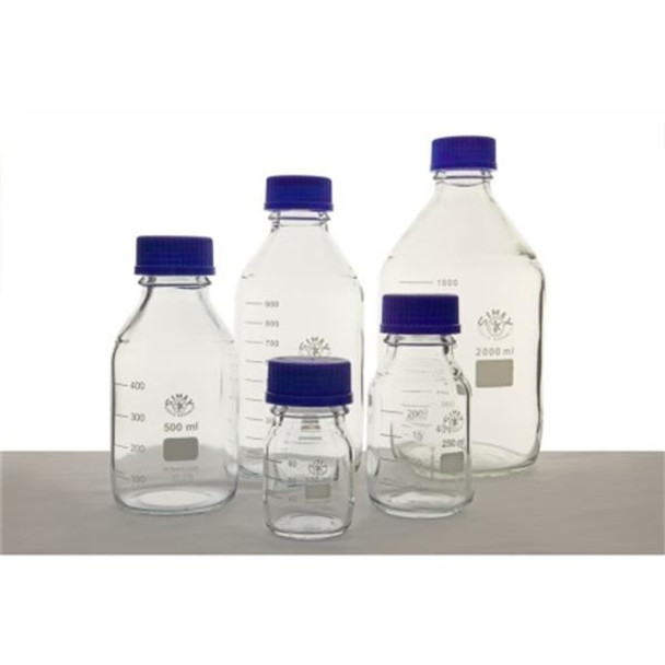 Bottles 250ml Simax with GL45 Screw Cap and Ring Pk10
