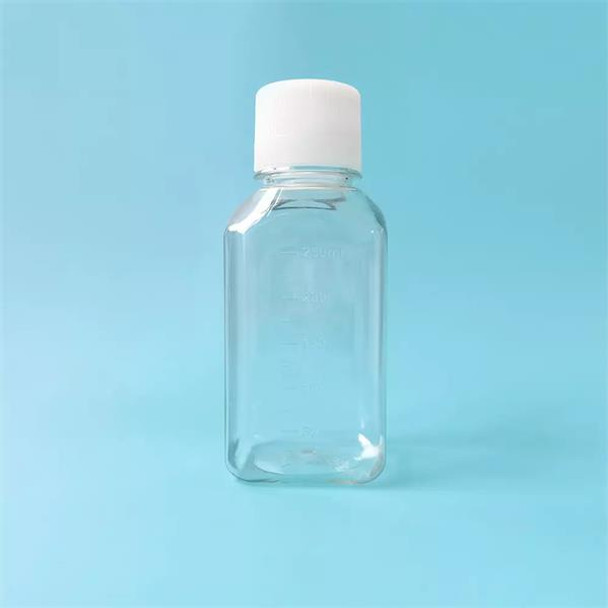 Bottles 250ml Reagent Clear PET Sterile Square Pk 100