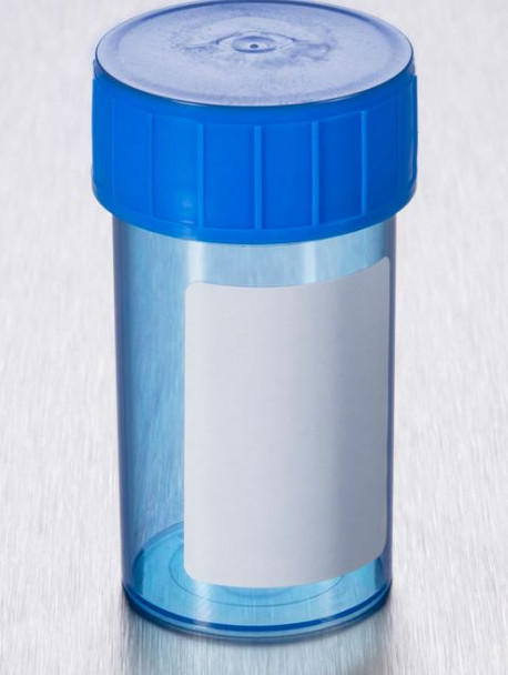 Containers 60ml PP Plain Label Blue + Blue PE Cap ST Pk 700