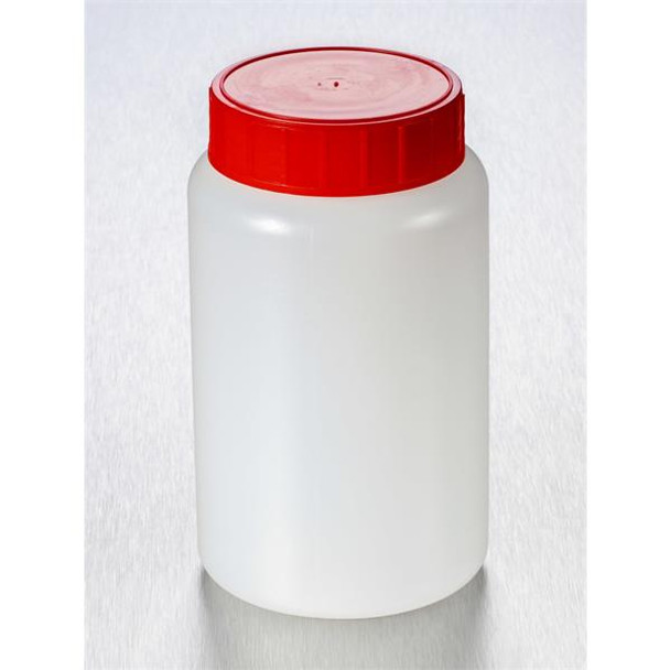 Bottles 500ml HDPE Round Natural Red cap Pk 140