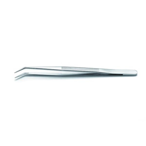 Tweezers 124SA Stainless Steel Fine Serrated Bent Tip 150mm