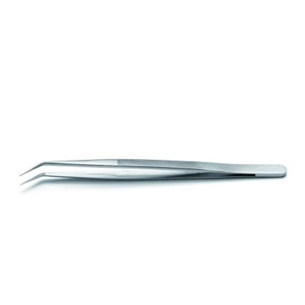 Tweezers 122.SA Fine Bent Serrated Tip 150mm Each