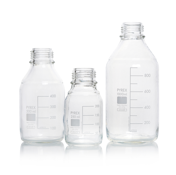 Bottles 500ml Pyrex Plastic Coated W/N No cap GL45 Pk 10