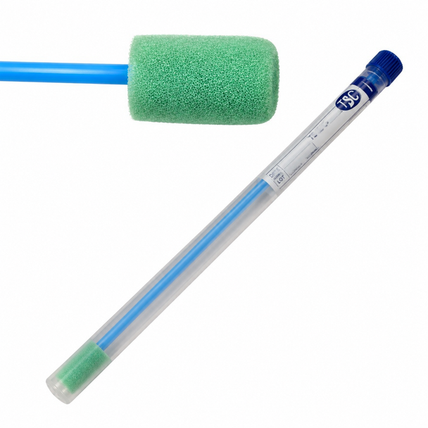 Swab PS Shaft Jumbo Foam Tip 12" Green In Tube Pk 100