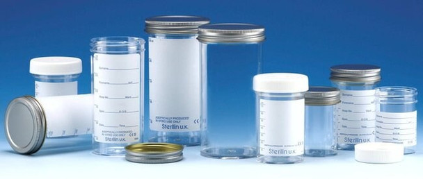 Containers 100ml PS Plain Label Metal Cap AS Pk 200