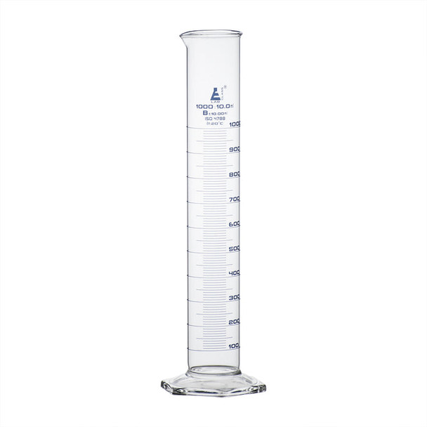 Measuring Cylinder 1ltr Borosilicate Glass Class B Pk 2
