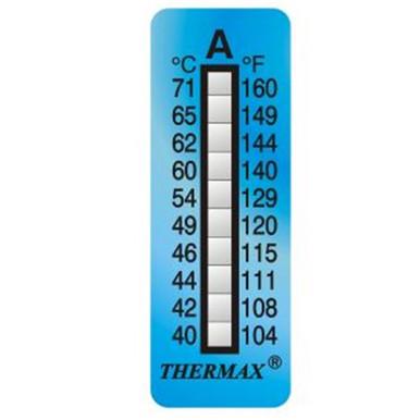 Thermometer Strips 40-71°C Thermax 10 Level A Pk 10 - Trafalgar Scientific