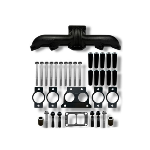 1048008HPB - Cummins ISX15 1 Piece Black Ceramic Coated Exhaust Manifold Kit (T6)