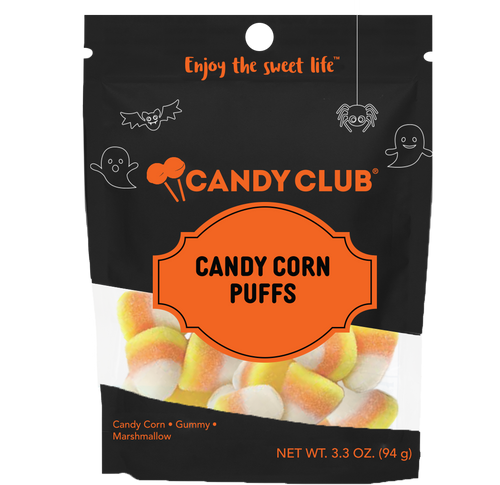 This candy corn has been "spooked" into a gummy marshmallow puff!