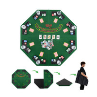 48 Inch 8-Player Foldable Poker Table Top with Carrying Bag and Cup Holders-Blue B593-UY10154