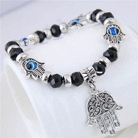 Magic Hands Theme Beads Fashion Women Costume Bracelet - Black A392-fabr2297