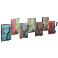 Coat Rack Multicolored Solid reclaimed wood Standard Hooks A949-243460