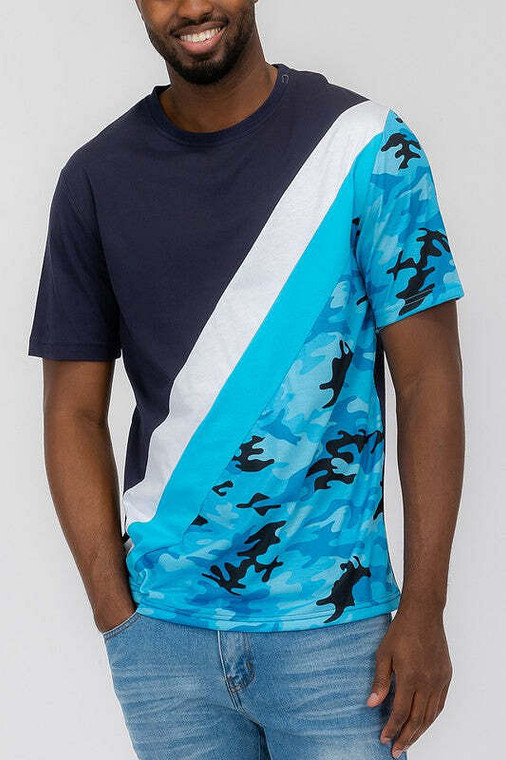 Short sleeve camo color block tshirt K328-short-sleeve-camo-color-block-tshirt-2