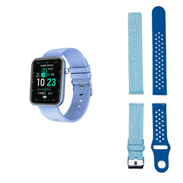 Color: BLUE - Advanced Smartwatch With Three Bands And Wellness + Activity Tracker K290-39484485238870