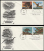 2422 - 2425 / 25c Prehistoric Animals / Dinosaurs 1989 Set of 2 Artcraft / PCS First Day Cover