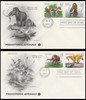 3077 - 3080 / 32c Prehistoric Animals 1996 Set of 2 PCS First Day Covers