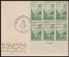 0740 / 1c Yosemite, California 1934 Plate Block of 6 Uncacheted First Day Cover