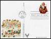 UX377 - UX380 / 21c Holiday Santas Postal Card Set of 4 Fleetwood 2001 First Day Covers