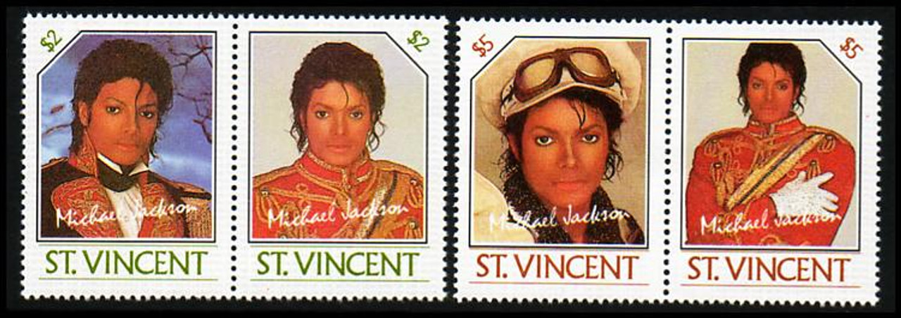 MICHAEL JACKSON Music Pop Celebrity 1985 St Vincent MNH  Pairs 8 Stamps 