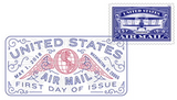 United States Air Mail Blue Stamp Digital Color Pictorial Postmark