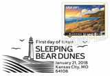 Sleeping Bear Dunes Stamp Black and White Pictorial Postmark