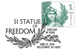 $1 Statue of Freedom Stamp Black and White Pictorial Postmark