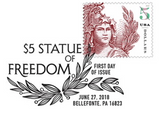 $5 Statue of Freedom Stamp Black and White Pictorial Postmark