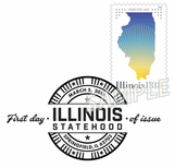 Illinois Statehood Stamp Black and White Pictorial Postmark