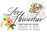 Love Flourishes Stamp Digital Color Pictorial Postmark