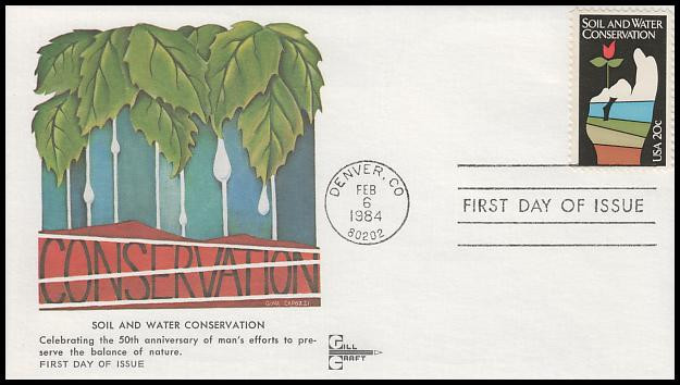 2074 / 20c Soil and Water Conservation Gill Craft 1984 First Day Cover