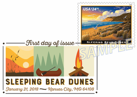 Sleeping Bear Dunes Stamp Digital Color Pictorial Postmark