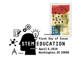 STEM Education Stamp Black and White Pictorial Postmark