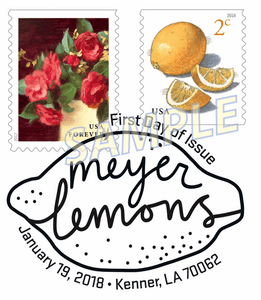 Meyer Lemons Stamp Black and White Pictorial Postmark