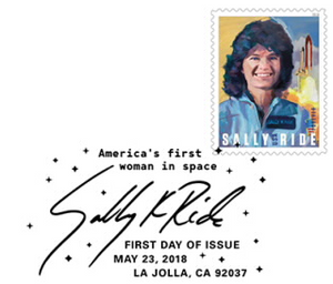 Sally Ride Stamp Black and White Pictorial Postmark