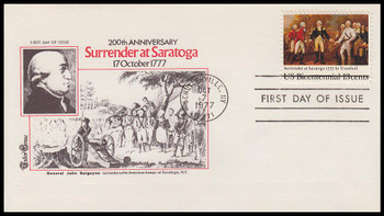 1728 / 13c Surrender at Saratoga 1977 Tudor House First Day Cover #1