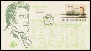 1935 / 18c James Hoban 1981 Tudor House FDC (SMALL SPOT BY NOSE)