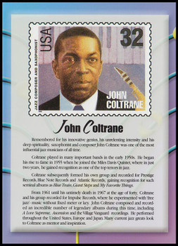 John Coltrane Stamp : Black Heritage Series Collectible Postcard