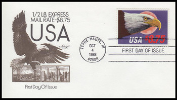 2394 / $8.75 Express Mail Eagle And Moon Domestic Rate 1988 Artmaster First Day Cover 