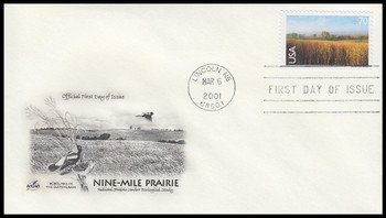 C136 / 70c Nine - Mile Prairie Airmail 2001 Artcraft FDC