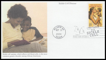3877 / 37c Sickle Cell Anemia Disease Awareness 2004 Mystic First Day Cover