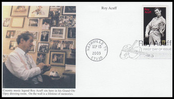 3812 / 37c Roy Acuff  2003 Mystic First Day Cover