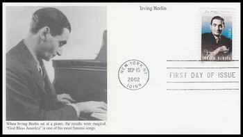 3669 / 37c Irving Berlin : Songwriter 2002 Mystic First Day Cover